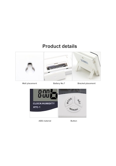 Sones 3.8 İnç Lcd Dijital Sıcaklık Ve Nem Ölçer Saat / Takvim İle Htc-1 Beyaz