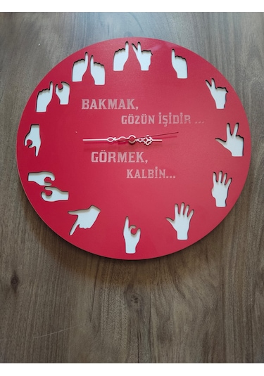İşaret Dili Temalı // Kişiye Özel İsim Veya Söz Yazılı Duvar Saat
