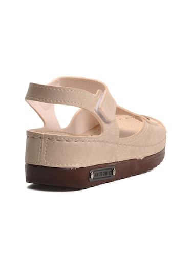 Ayakmod 07-109 Rr Bej Kalın Taban Kadın Anatomik Sandalet 001