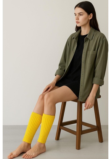 Basic Kalın Pamuk İçerikli Tozluk Sarı