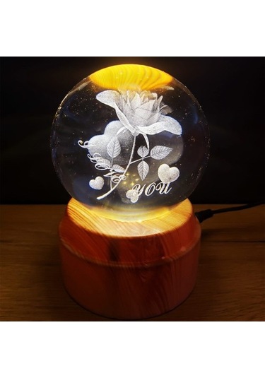 Dekoratif Usb Li I Love You Dönen Cam Küre Çok Renkli