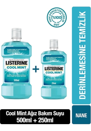 Listerine Cool Mint Ağız Bakım Suyu 500 ml + 250 ml