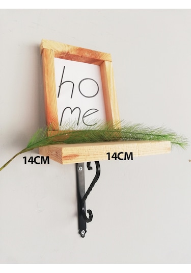 2'li Siyah Ferforje Ayaklı, Dekoratif Duvar Rafı 14x14