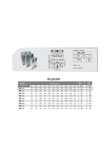 Orka Mkk 210 Tip İnce Saclı Motor Kızağı
