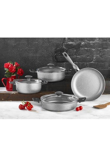 Papilla Fred 7 Parça Granit Tencere Takımı-Gri