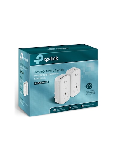 TP-Link TL-PA8033P KIT AV1300 3 PORTLU GIGABIT PASSTHROUGH POWERLINE BAŞLANGIÇ KİTİ