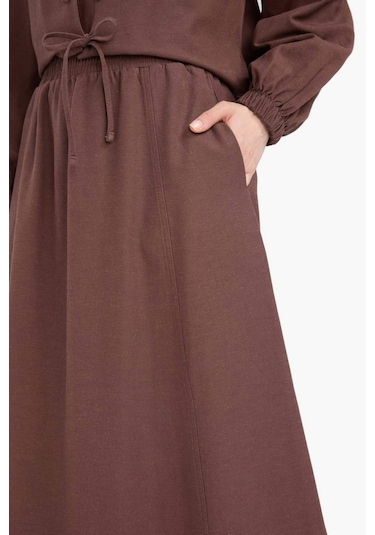 Defacto A Kesim Keten Karışımlı Maxi Tesettür Etek E5371ax25spbn334 Kahve