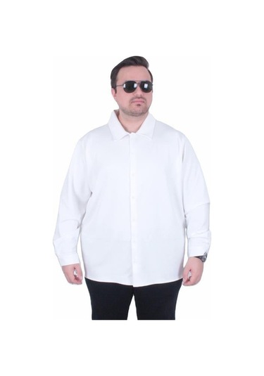Starbattal Erkek Büyük Beden Uzun Kollu Gömlek 25727 Ekru Ekru