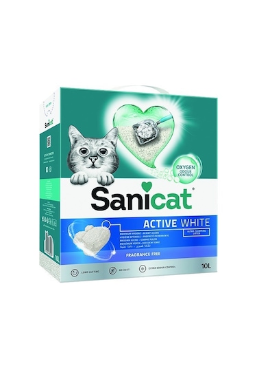 Sanicat Active White Ultra Topaklaşan Bentonit Kedi Kumu 10 L