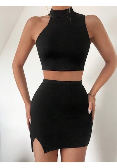 Deep Secret Yırtmaçlı Mini Etek 001