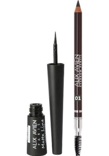 Alix Avien Kaş Kalemi 1 Koyu Kahve + Yoğun Mat Eyeliner Siyah