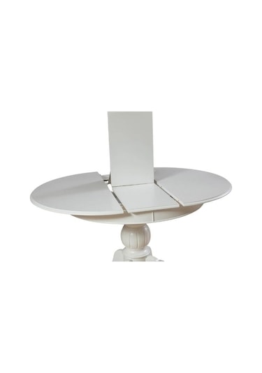 Lindon Baba Ayak Yuvarlak Açılır Masa 110x110 Beyaz