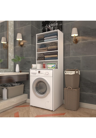 Kenzlife Membran Çamaşır Makinesi Dolabı Hayzum Krmbyz Panjur 180 66 55 Mebran Kapak Mdf Gövde Beyaz