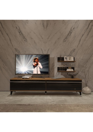 Decoraktiv Eko 4 Mdf Std Silver Tv Ünitesi Tv Sehpası Ceviz - Siyah
