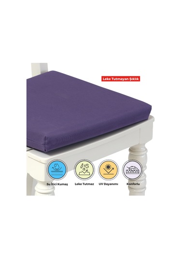 Xpermate 4'lü Sandalye Minderi Su İtici Kumaş 40 x 40 CM Mor