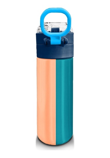 Coral High Kids Renkli Çizgili Desenli Pipetli Ve Direkt İçim Çelik Termos 500 Ml 31879 Çam Yeşili