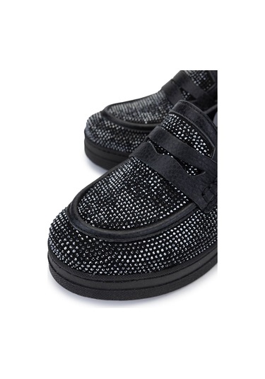 Tamer Tanca Kadın Hakiki Deri Siyah Taşlı Loafer Ayakkabı 937 23043 Bn Ayk Y25 Sıyah Taslı Siyah