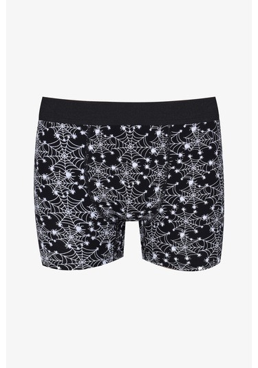 Erkek Tekli Desenli Pamuklu Boxer 9175 Siyah - Beyaz
