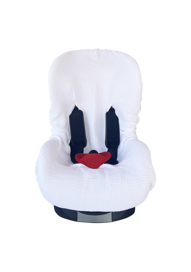 4katlı Müslin Bebek Oto Koltuk Kılıfı Lastikli %100pamuk Beyaz