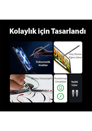Dux Ducis SP-04 Kablosuz Şarjlı Stylus Pen Apple Uyumlu iPad Tablet Dokunma