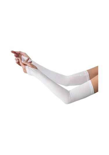 Kadın Tesettür Parmak Geçmeli Kolluk Ekru 001