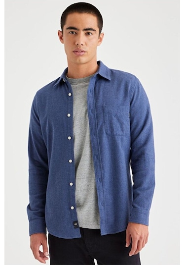 Dockers Minimalist Uzun Kol Erkek Gömlek - Günlük & Şık Mavi