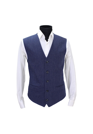 Mentor Regalo Erkek Yelek V Yaka Lacivert Balıksırtı 50465