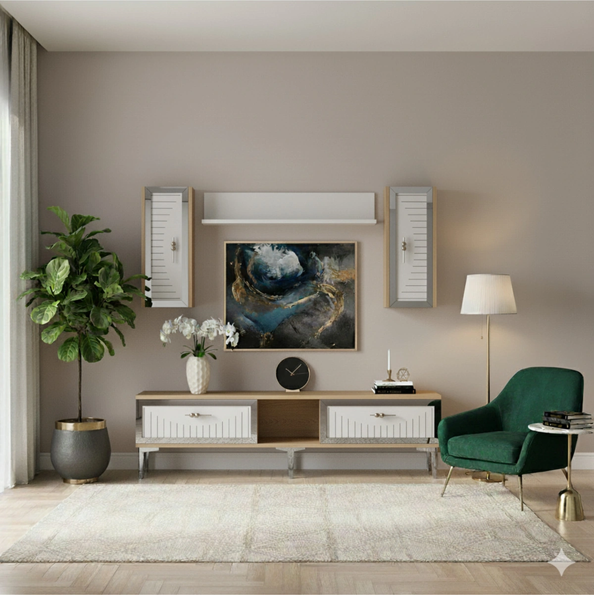 Tvr1501dbs - Tuna150 Tv Ünitesi Safirmeşe-beyaz Sılver 150cm Safirmeşe-beyaz-gümüş