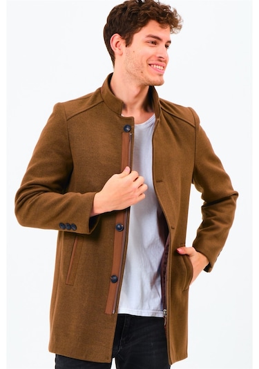 Plt8327 Dewberry Erkek Palto-Koyu Camel-Koyu Camel