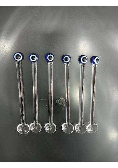 El Yapımı Cam Çay Kaşığı Nazar 12 Adet