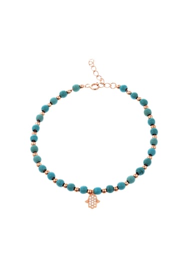 Azuris 925 Ayar Gümüş Firuze Taşlı Fatma Eli Bileklik