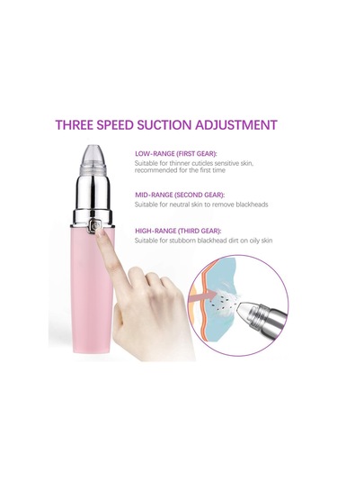 Hangfox Pink Elektrikli Siyah Nokta Ve Akne Kaldırıcı Seti - 3 Emme Seviyesi, 4 Değiştirilebilir Uç, 5 Parça Akne Aracı Pil Yok