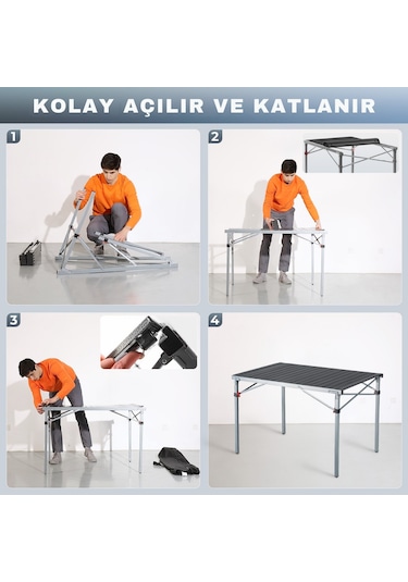 Kingcamp Granite Alüminyum Katlanır Kamp Masası Silver Blk Siyah