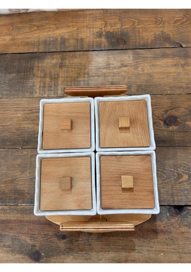Ahşap Tepsili Kare Kahvaltılık 4 Lü