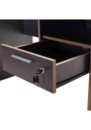 Concept Kilitli Çekmeceli Çalışma Masası-antrasit-kontra 120x75x60 Cm Gxyxd