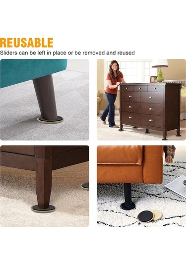 Novahub 16 Parça Mobilya Kaydırıcı Yeniden Kullanılabilir Ağır Mobilya Taşıyıcı 3,5 İnç Yuvarlak Sürgü Siyah