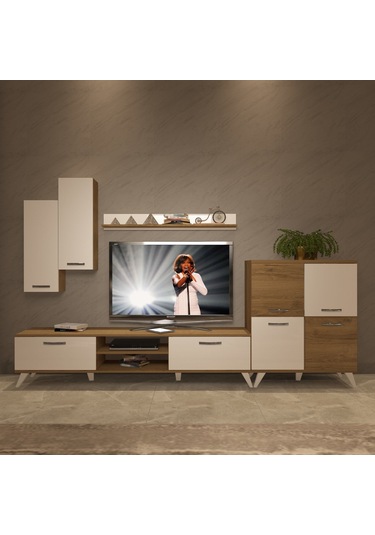 Decoraktiv Eko 6 Mdf Dvd Retro Tv Ünitesi Tv Sehpası Pera - Beyaz