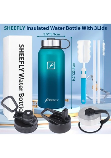 Willowhaven Navy Blue 32oz Paslanmaz Celik Termos Sızdırmaz 3 Kapaklı Bpa Free Lacivert