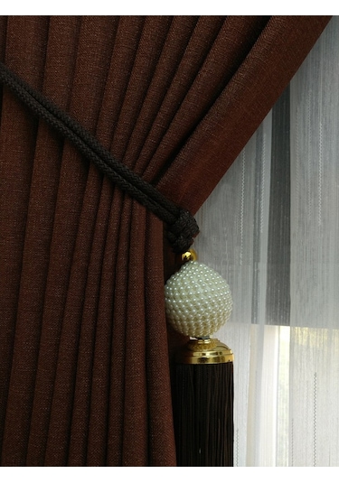 Evdepo Home Keten Sütlü Kahve Fon Perde Tek Kanat Sütlü Kahverengi