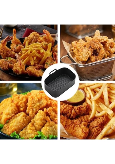 Siyah Hava Fritözleri Tava Uygun İyi Tokluk Yeniden Kullanılabilir Hava Kızartma Pot Astar Silikon Tepsi Ev Kaynağı L Siyah