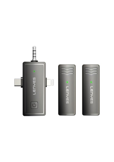 Kablosuz Yaka Mikrofonu Lenyes Lm202 3in1 Type-c&lightning&3,5mm Portlu Siyah