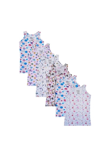 Tutku 6Lı Kız Çocuk Geniş Askılı Atlet Empirme Pamuklu Renkli