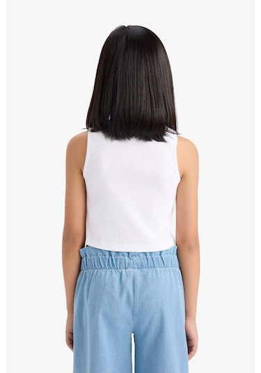 Defacto Kız Çocuk Bisiklet Yaka Crop Beyaz Atlet C4607a825hswt34 Beyaz