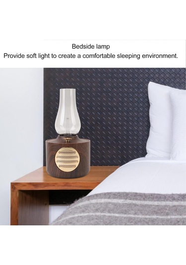 Bukrem Store Retro Ahşap Görünümlü Bluetooth Hoparlör & Lamba Vintage Tasarım, Usb Şarj, Ses & Aydınlatma Kombinasyonu