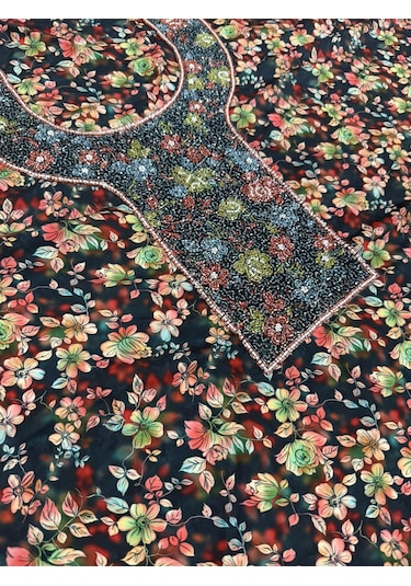 İşlemeli Hint Elbise Kumaşı 370x110cm Model 11 Renkli