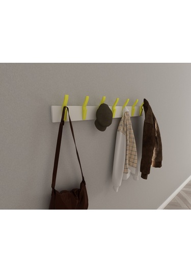 Hepsi3boyutlu Modern Duvar & Kapı Kanca Askılık - 7 Adet Sarı Kanca Askılık - Model No : 3 Sarı