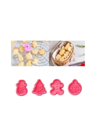 4 Adet Noel Çerezleri Fondan Kalıp Kek Çikolata Pişirme Kalıp Zanaat Dekor