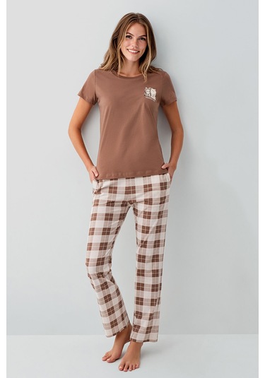 Rolypoly Kadın Kahverengi Pijama Takım Kahverengi