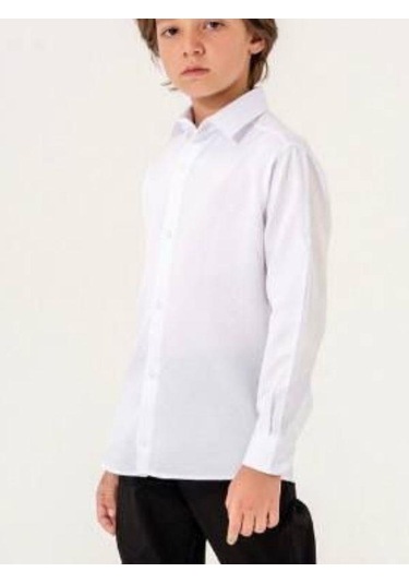 Erkek Çocuk Dik Yaka Gömlek-13846 Beyaz