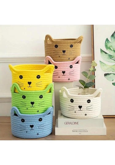 Yıkanabilir Organizatör Depolama Sepeti Aperatifler İçin Kedi Çok Renkli